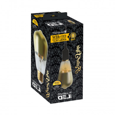 PACK 2 BOMBILLA LED DECORATIVA ST64 FILAMENTO REGULABLE CUPULA ORO/TRANSPARENTE E27 6W 600LM 2100K 15000H 7hSevenOn Vintage CJ.1