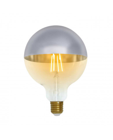 BOMBILLA LED DECORATIVA GLOBO G120 FILAMENTO REGULABLE CUPULA PLATA SUAVE/TRANSPARENTE E27 8W 806LM 2100K 15000H 7hSevenOn Vinta