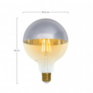 BOMBILLA LED DECORATIVA GLOBO G120 FILAMENTO REGULABLE CUPULA PLATA SUAVE/TRANSPARENTE E27 8W 806LM 2100K 15000H 7hSevenOn Vinta