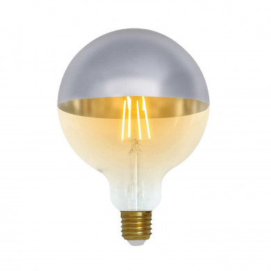 PACK 2 BOMBILLA LED DECORATIVA GLOBO G120 FILAMENTO REGULABLE CUPULA PLATA SUAVE/TRANSPARENTE E27 8W 806LM 2100K 15000H 7hSevenO