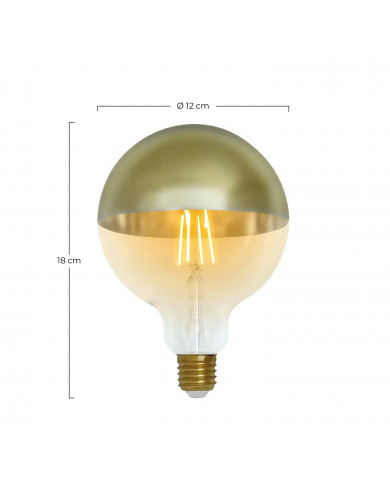 BOMBILLA LED DECORATIVA GLOBO G120 FILAMENTO REGULABLE CUPULA ORO SUAVE/TRANSPARENTE E27 6W 600LM 2100K 15000H 7hSevenOn Vintage