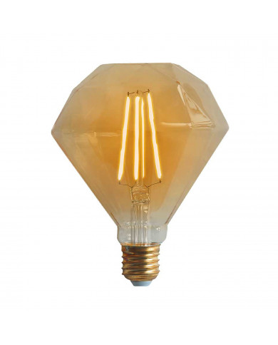 BOMBILLA LED DECORATIVA DIAMANTE 100 FILAMENTO REGULABLE ORO E27 6W 500LM 2100K 15000H 7hSevenOn Vintage CJ.1

