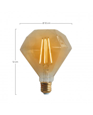 BOMBILLA LED DECORATIVA DIAMANTE 100 FILAMENTO REGULABLE ORO E27 6W 500LM 2100K 15000H 7hSevenOn Vintage CJ.1
