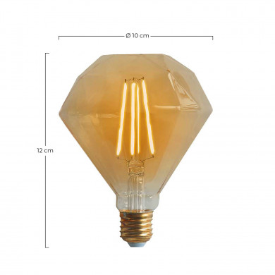 BOMBILLA LED DECORATIVA DIAMANTE 100 FILAMENTO REGULABLE ORO E27 6W 500LM 2100K 15000H 7hSevenOn Vintage CJ.1
