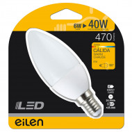 BOMBILLA LED VELA C37 E14 6W (40W) 470LM 3000K 25000H Eilen BL.1
