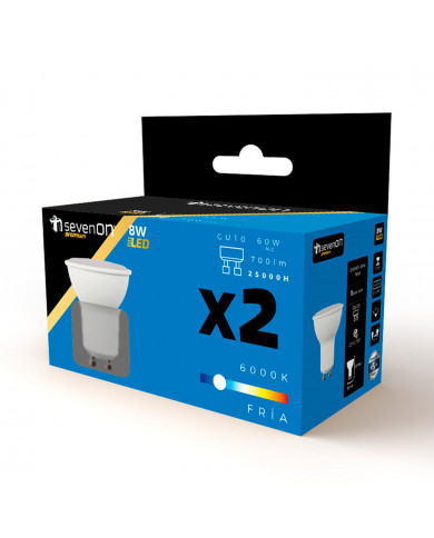 BOMBILLA LED SPOTLIGHT GU10 8W (60W) 700LM 6000K 25000H 7hSevenOn Premium CJ.2