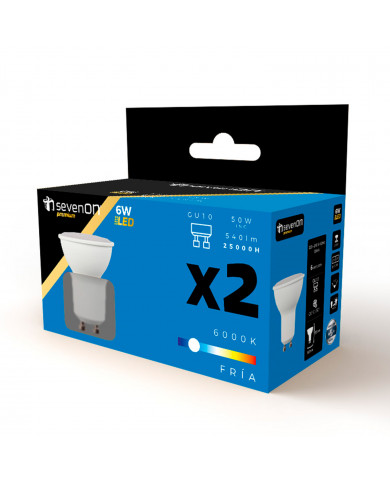 BOMBILLA LED SPOTLIGHT GU10 6W (50W) 540LM 6000K 25000H 7hSevenOn Premium CJ.2