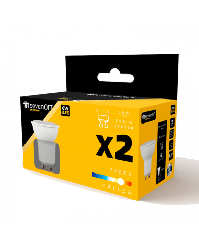 BOMBILLA LED SPOTLIGHT GU10 6W (50W) 540LM 3000K 25000H 7hSevenOn Premium CJ.2