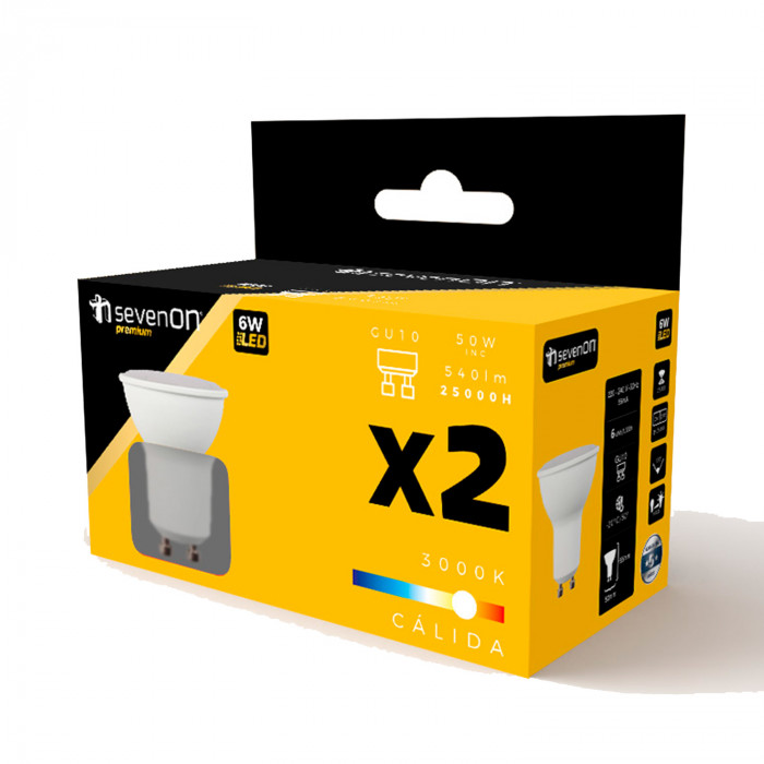 BOMBILLA LED SPOTLIGHT GU10 6W (50W) 540LM 3000K 25000H 7hSevenOn Premium CJ.2