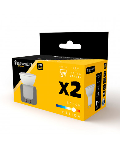 BOMBILLA LED SPOTLIGHT GU10 8W (60W) 700LM 3000K 25000H 7hSevenOn Premium CJ.2