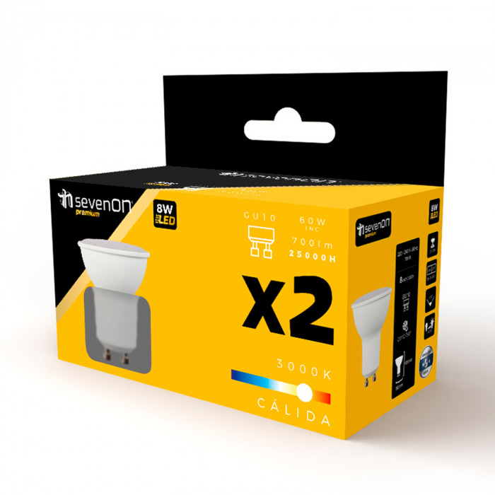 BOMBILLA LED SPOTLIGHT GU10 8W (60W) 700LM 3000K 25000H 7hSevenOn Premium CJ.2