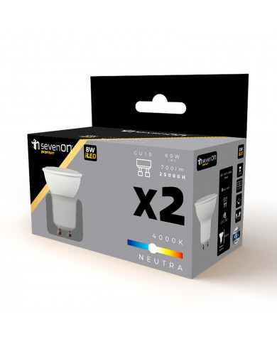 BOMBILLA LED SPOTLIGHT GU10 8W (60W) 700LM 4000K 25000H 7hSevenOn Premium CJ.2