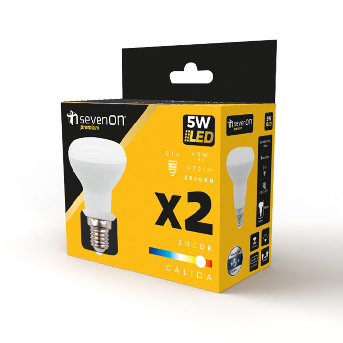 BOMBILLA LED REFLECTORA R50 E14 5W (40W) 470LM 3000K 25000H 7hSevenOn Premium CJ.2