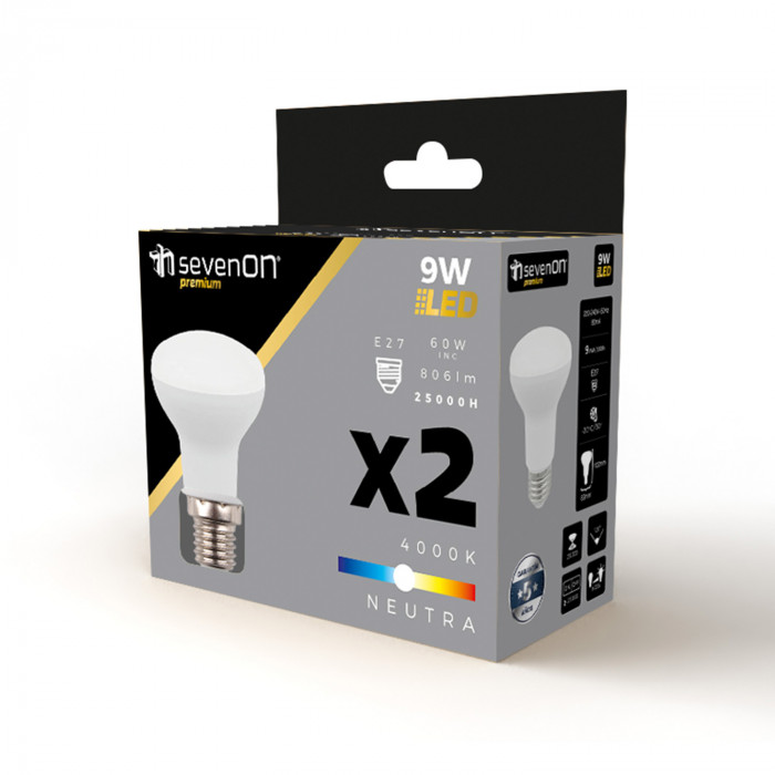 BOMBILLA LED REFLECTORA R63 E27 9W (60W) 806LM 4000K 25000H 7hSevenOn Premium CJ.2