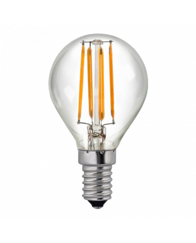 BOMBILLA LED ESFERICA G45 FILAMENTO TRANSPARENTE  E14 4W (40W) 470LM 2700K 25000H 7hSevenOn  Premium CJ.2