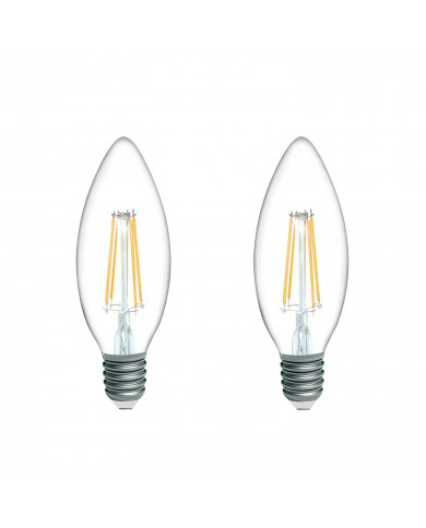 BOMBILLA LED VELA C35 FILAMENTO TRANSPARENTE E14 4W (40W) 470LM 2700K 25000H 7hSevenOn  Premium CJ.2