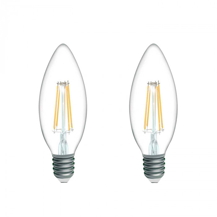 BOMBILLA LED VELA C35 FILAMENTO TRANSPARENTE E14 4W (40W) 470LM 2700K 25000H 7hSevenOn  Premium CJ.2