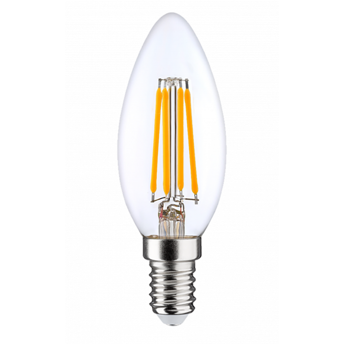 BOMBILLA LED VELA C35 FILAMENTO TRANSPARENTE E14 4W (40W) 470LM 2700K 25000H 7hSevenOn  Premium CJ.2