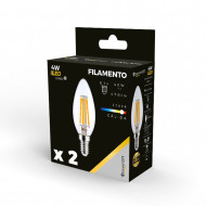 BOMBILLA LED VELA C35 FILAMENTO TRANSPARENTE E14 4W (40W) 470LM 2700K 25000H 7hSevenOn  Premium CJ.2