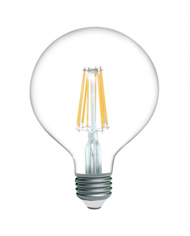 BOMBILLA LED GLOBO G125 FILAMENTO TRANSPARENTE E27 8W (60W) 806LM 3000K 25000H 7hSevenOn Premium CJ.1
