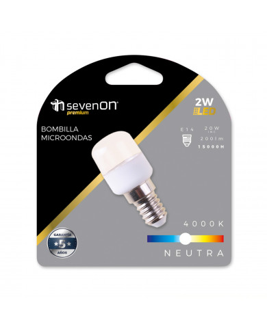 BOMBILLA LED MICROONDAS E14 2W (20W) 200LM 4000K 15000H 7hSevenOn Premium BL.1