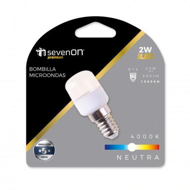BOMBILLA LED MICROONDAS E14 2W (20W) 200LM 4000K 15000H 7hSevenOn Premium BL.1
