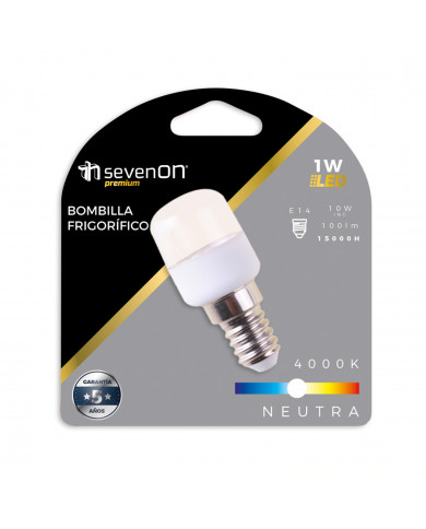 BOMBILLA LED FRIGORIFICO E14 1W (10W) 100LM 4000K 15000H 7hSevenOn  Premium BL.1