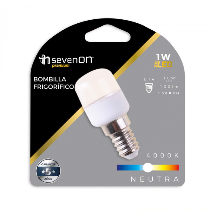 BOMBILLA LED FRIGORIFICO E14 1W (10W) 100LM 4000K 15000H 7hSevenOn  Premium BL.1