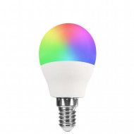 BOMBILLA LED ESFERICA G45 RGB E14 6W (40W) 470LM 4000K 25000H CON MANDO 7hSevenOn BL.1