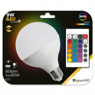 BOMBILLA LED GLOBO G95 RGB E27 9W (60W) 806LM 25000H CON MANDO 7hSevenOn  Premium BL.1