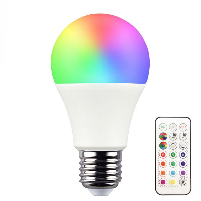 BOMBILLA LED ESTANDAR A60 RGB E27 CON MANDO 9W (60W) 806LM 25000H 7hSevenOn Premium BL.1