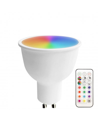 BOMBILLA LED GU10 RGB 6W (40W) 470LM 4000K 25000H CON MANDO 7hSevenOn Premium BL.1