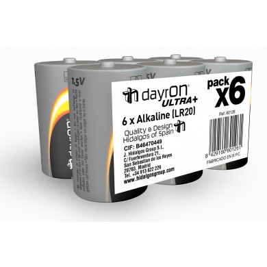 PILA ALCALINA LR20 1,5V DAYRON PACK.6
