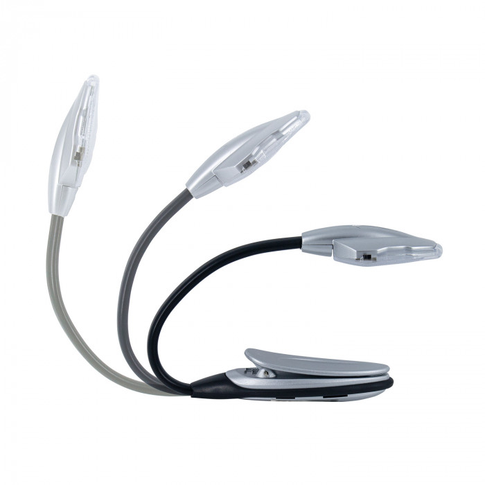 LUZ DE LECTURA 1 LED 6000K NEGRO/GRIS 2 PILAS CR2016 INCL. 7hSevenOn Elec PACK.1