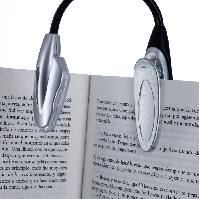 LUZ DE LECTURA 1 LED 6000K NEGRO/GRIS 2 PILAS CR2016 INCL. 7hSevenOn Elec PACK.1