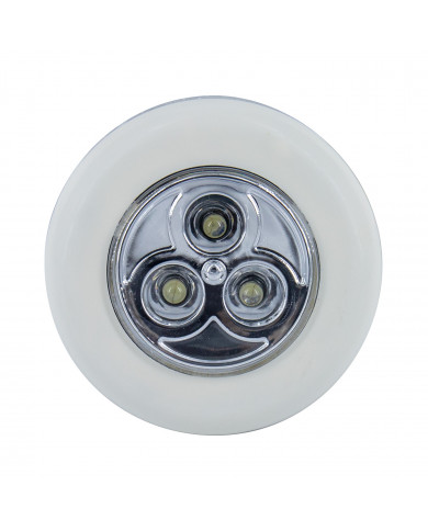 LUMINARIA DE NOCHE CIRCULAR BLANCA CON PULSADOR 3 LED CON PILAS INCLUIDAS BL.1