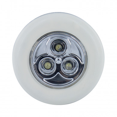 LUMINARIA DE NOCHE CIRCULAR BLANCA CON PULSADOR 3 LED CON PILAS INCLUIDAS BL.1