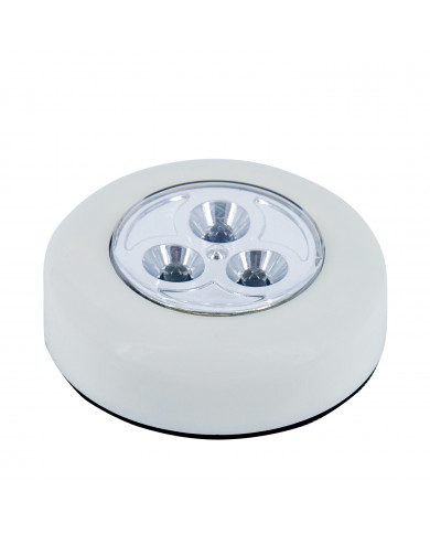 LUMINARIA DE NOCHE CIRCULAR BLANCA CON PULSADOR 3 LED CON PILAS INCLUIDAS BL.1