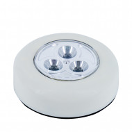 LUMINARIA DE NOCHE CIRCULAR BLANCA CON PULSADOR 3 LED CON PILAS INCLUIDAS BL.1