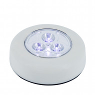LUMINARIA DE NOCHE CIRCULAR BLANCA CON PULSADOR 3 LED CON PILAS INCLUIDAS BL.1