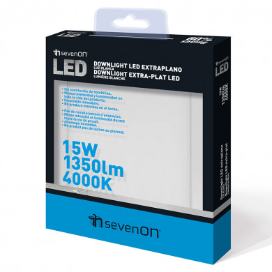 DOWNL.EXTRAPL.LED SMD CUAD.BLANCO 15W 1100lm 225X225 120º 4000K 25000H 7hSevenOn CJ.1 DOWNL.EXTRAPL.LED SMD CUAD.BLANCO 15W 1100lm 225X225 120º 4000K 25000H 7hSevenOn CJ.1