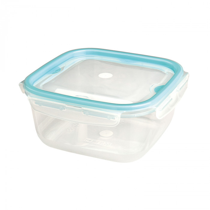 RECIPIENTE HERMETICO CLICK CUADRADO COLORES SURTIDOS (11x11x6cm) 0,4L