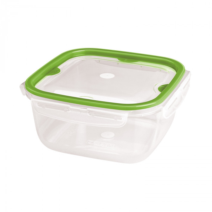 RECIPIENTE HERMETICO CLICK CUADRADO COLORES SURTIDOS (11x11x6cm) 0,4L