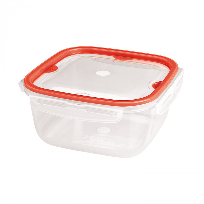 RECIPIENTE HERMETICO CLICK CUADRADO COLORES SURTIDOS (11x11x6cm) 0,4L