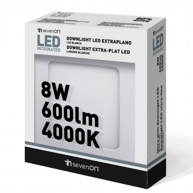 DOWNLIGHT EXTRAPLANO LED CUADRADO 8W 600lm BLANCO 120mm 7hSevenOn CJ.1 DOWNLIGHT EXTRAPLANO LED CUADRADO 8W 600lm BLANCO 120mm 7hSevenOn CJ.1