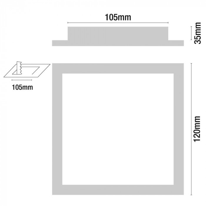 DOWNLIGHT EXTRAPLANO LED CUADRADO 8W 600lm ALUMINIO MATE 120mm 7hSevenOn CJ.1