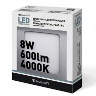 DOWNLIGHT EXTRAPLANO LED CUADRADO 8W 600lm ALUMINIO MATE 120mm 7hSevenOn CJ.1