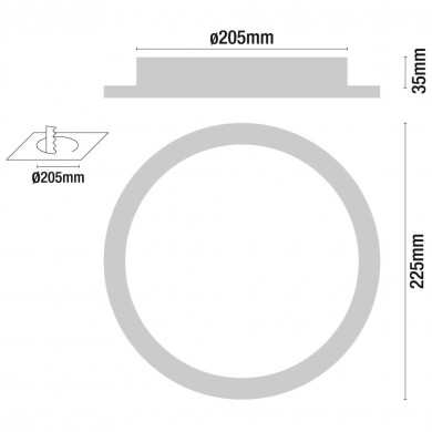 DOWNLIGHT EXTRAPLANO LED REDONDO 15W 1100lm ALUMINIO MATE 225mm 7hSevenOn CJ.1 DOWNLIGHT EXTRAPLANO LED REDONDO 15W 1100lm ALUMINIO MATE 225mm 7hSevenOn CJ.1