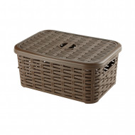 CAJA DE ALMACENAMIENTO RATTAN DE PLÁSTICO CON TAPA COLORES SURTIDOS (28,5x20x12,5cm) 6L