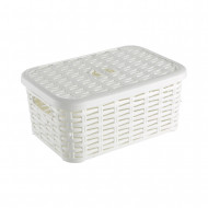 CAJA DE ALMACENAMIENTO RATTAN DE PLÁSTICO CON TAPA COLORES SURTIDOS (28,5x20x12,5cm) 6L